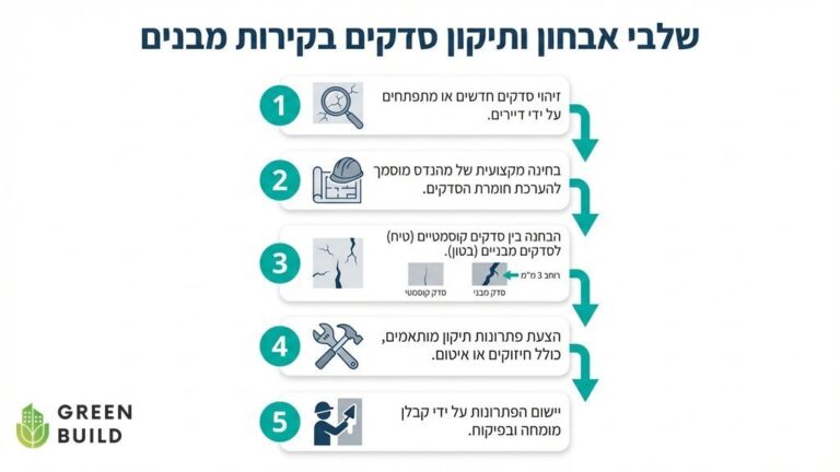 מהנדס בוחן סדקים במבנה מסוכן