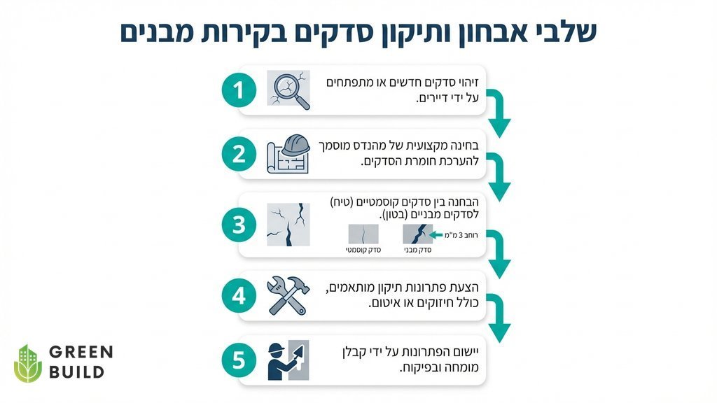 מהנדס בוחן סדקים במבנה מסוכן